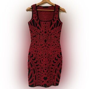 RVN Geometric Red and Black Mini Dress